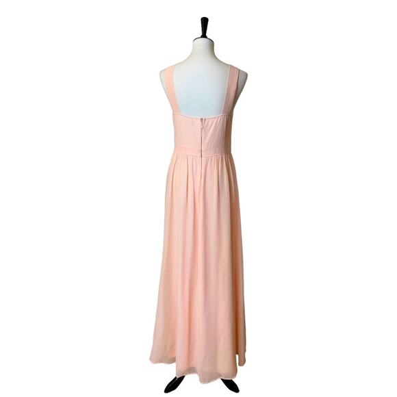 Lulu’s Evening Gown Halter Neck Maxi Sleeveless Chiffon Peach Pink Women’s Large - Picture 5 of 14
